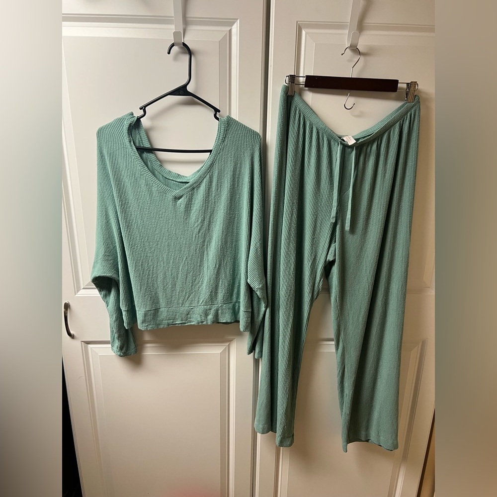 Auden Teal Ribbed Pajama Set, XL/L, Target